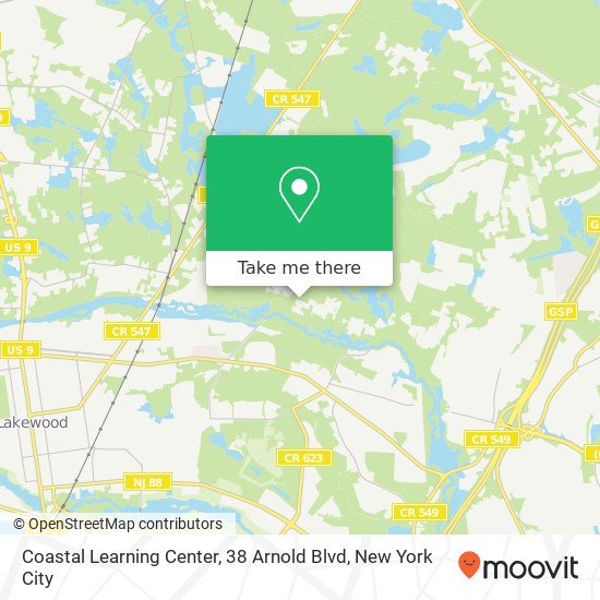 Mapa de Coastal Learning Center, 38 Arnold Blvd
