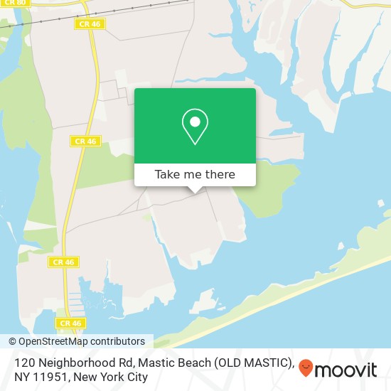 Mapa de 120 Neighborhood Rd, Mastic Beach (OLD MASTIC), NY 11951