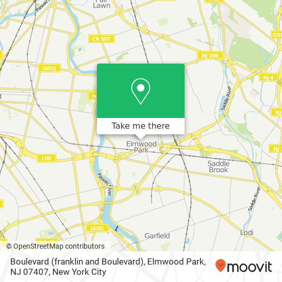 Boulevard (franklin and Boulevard), Elmwood Park, NJ 07407 map
