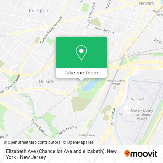 Mapa de Elizabeth Ave (Chancellor Ave and elizabeth)