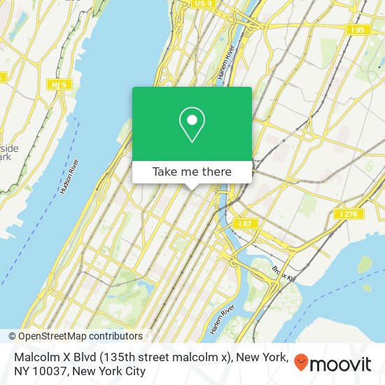 Mapa de Malcolm X Blvd (135th street malcolm x), New York, NY 10037