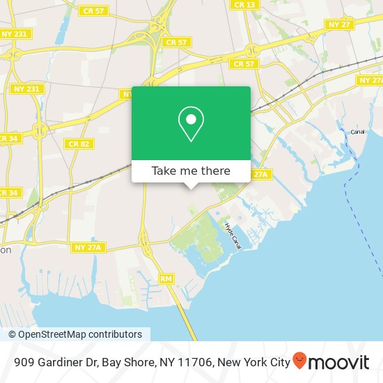 Mapa de 909 Gardiner Dr, Bay Shore, NY 11706