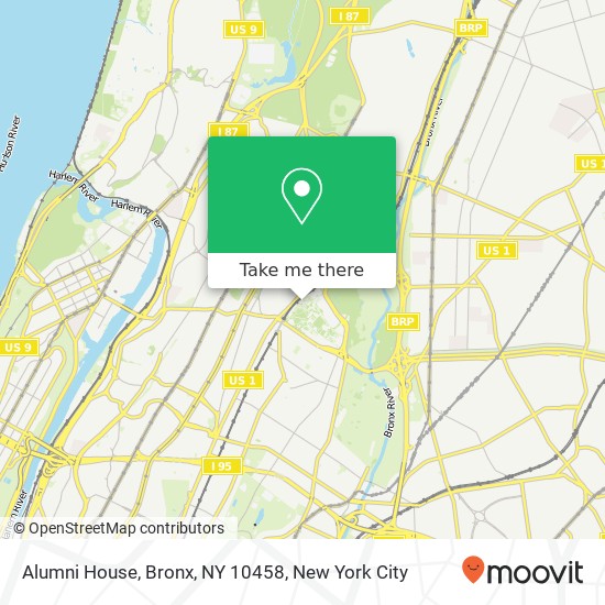 Mapa de Alumni House, Bronx, NY 10458
