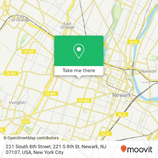 221 South 8th Street, 221 S 8th St, Newark, NJ 07107, USA map