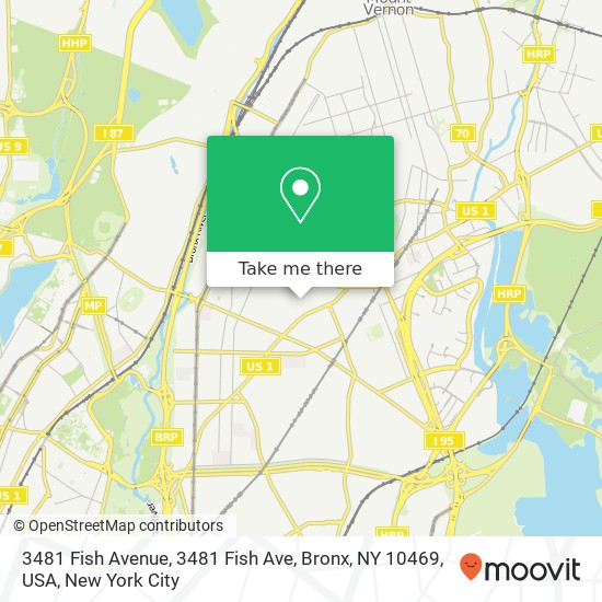 3481 Fish Avenue, 3481 Fish Ave, Bronx, NY 10469, USA map