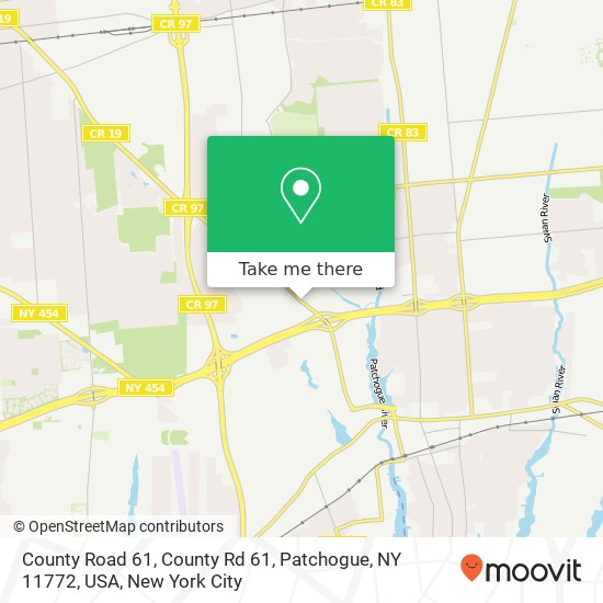 Mapa de County Road 61, County Rd 61, Patchogue, NY 11772, USA
