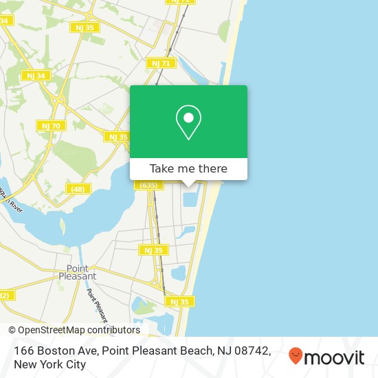 Mapa de 166 Boston Ave, Point Pleasant Beach, NJ 08742