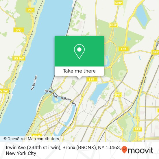 Mapa de Irwin Ave (234th st irwin), Bronx (BRONX), NY 10463