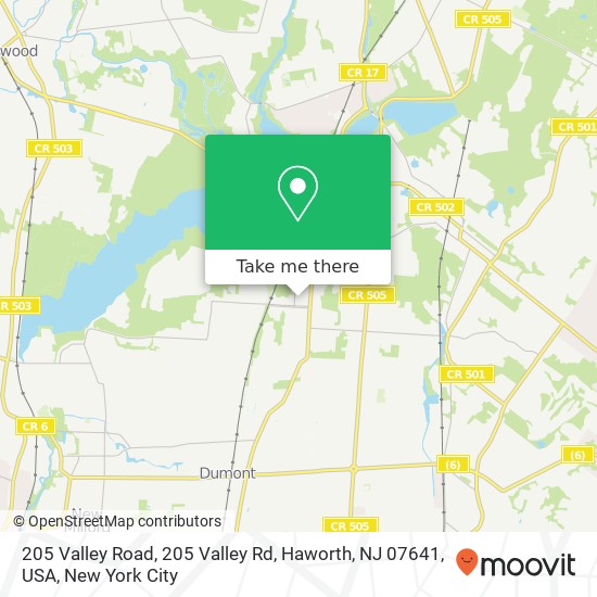 Mapa de 205 Valley Road, 205 Valley Rd, Haworth, NJ 07641, USA