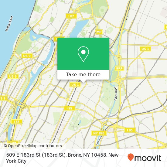 Mapa de 509 E 183rd St (183rd St), Bronx, NY 10458