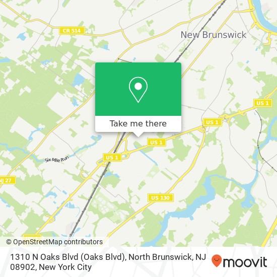 Mapa de 1310 N Oaks Blvd (Oaks Blvd), North Brunswick, NJ 08902