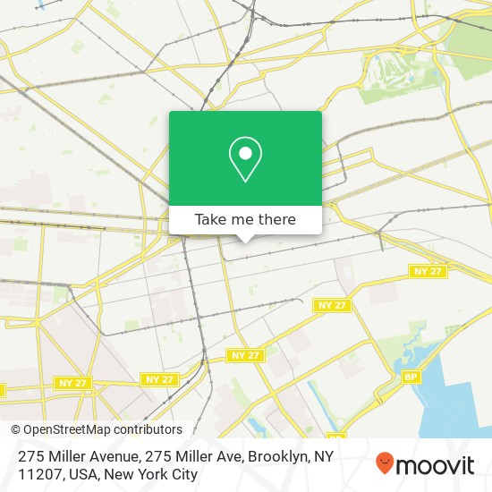 Mapa de 275 Miller Avenue, 275 Miller Ave, Brooklyn, NY 11207, USA