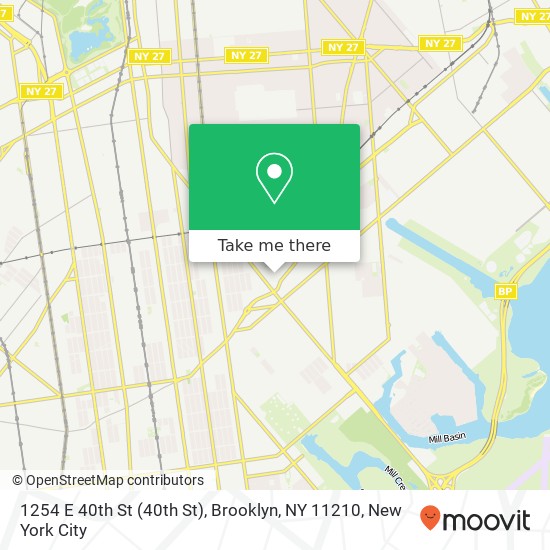 Mapa de 1254 E 40th St (40th St), Brooklyn, NY 11210