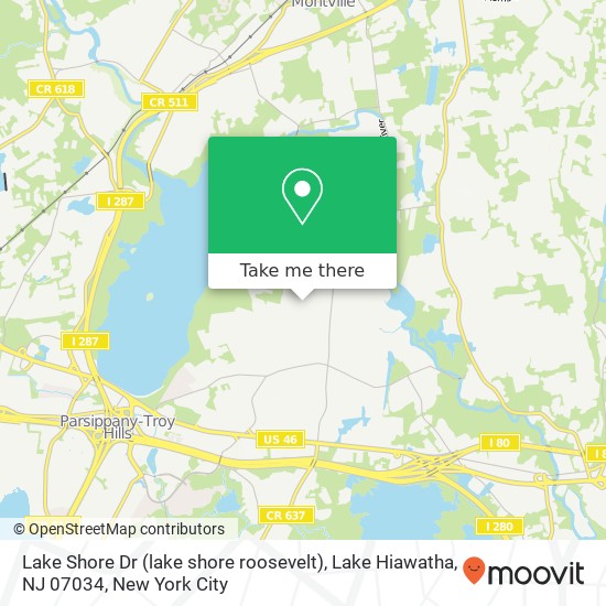 Mapa de Lake Shore Dr (lake shore roosevelt), Lake Hiawatha, NJ 07034