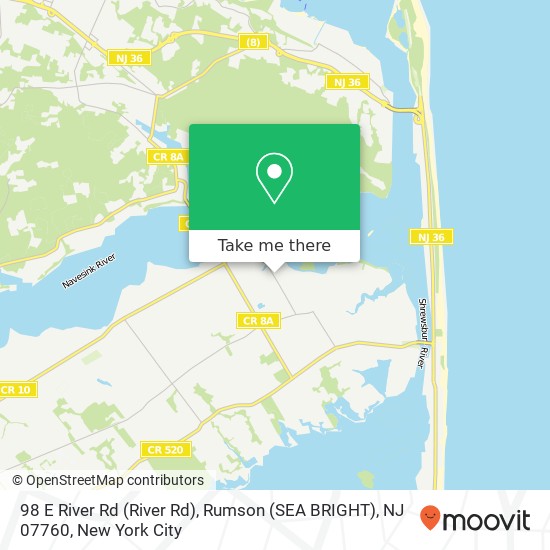 98 E River Rd (River Rd), Rumson (SEA BRIGHT), NJ 07760 map