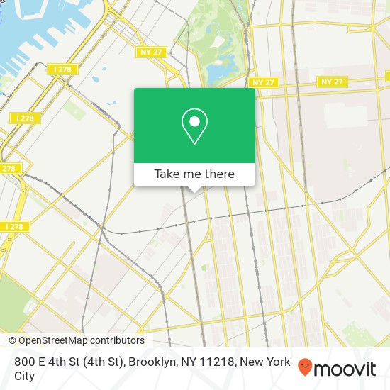 Mapa de 800 E 4th St (4th St), Brooklyn, NY 11218