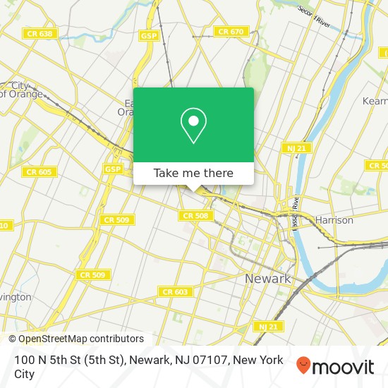 Mapa de 100 N 5th St (5th St), Newark, NJ 07107