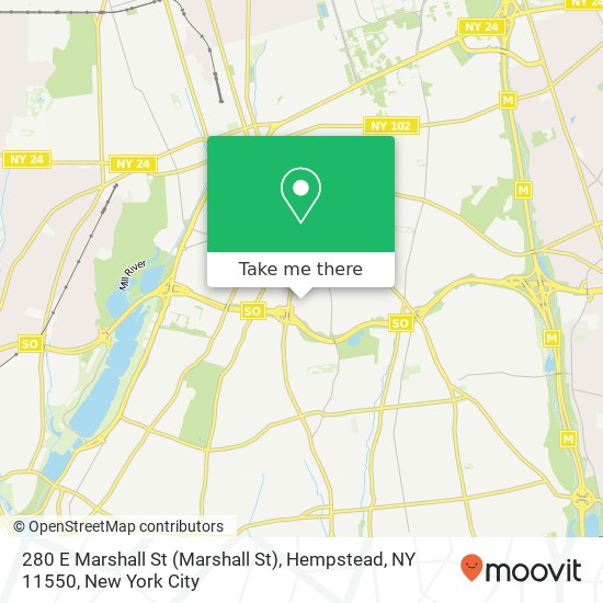 Mapa de 280 E Marshall St (Marshall St), Hempstead, NY 11550