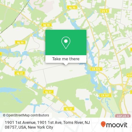 Mapa de 1901 1st Avenue, 1901 1st Ave, Toms River, NJ 08757, USA