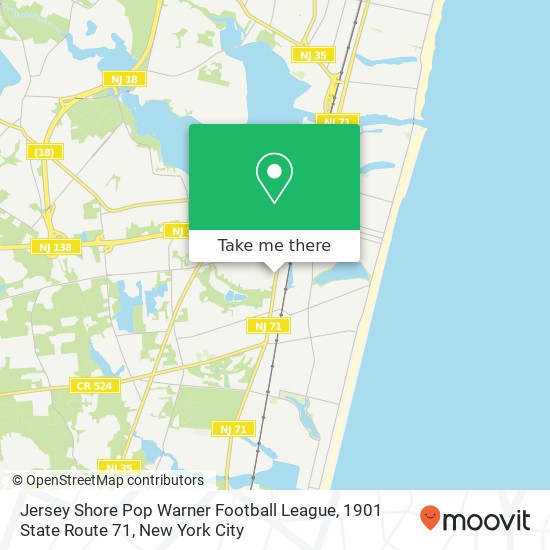 Mapa de Jersey Shore Pop Warner Football League, 1901 State Route 71