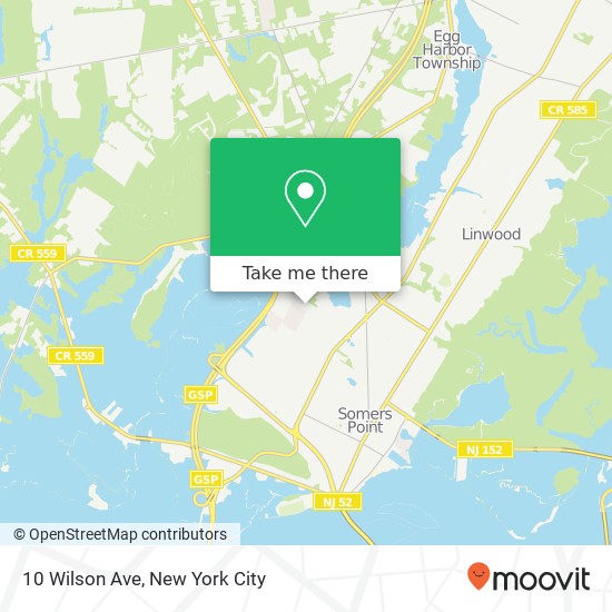 Mapa de 10 Wilson Ave, Somers Point, NJ 08244