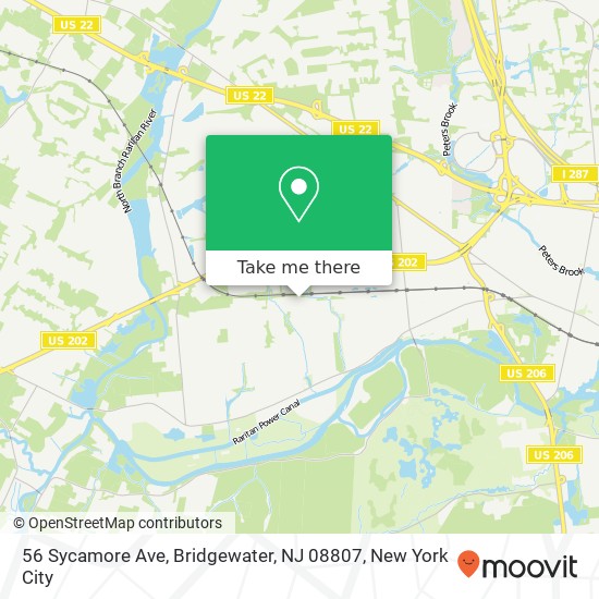 Mapa de 56 Sycamore Ave, Bridgewater, NJ 08807