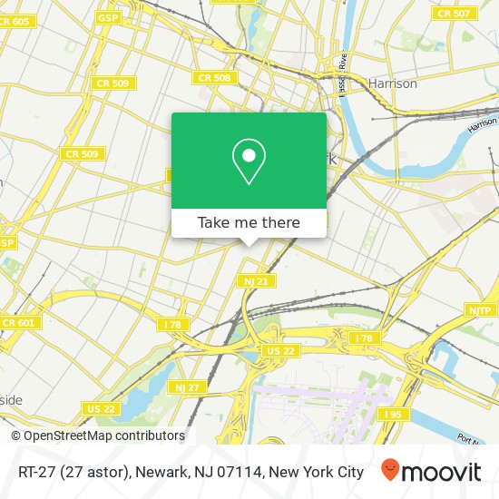 Mapa de RT-27 (27 astor), Newark, NJ 07114