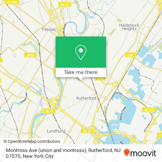 Mapa de Montross Ave (union and montross), Rutherford, NJ 07070
