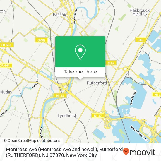 Mapa de Montross Ave (Montross Ave and newell), Rutherford (RUTHERFORD), NJ 07070
