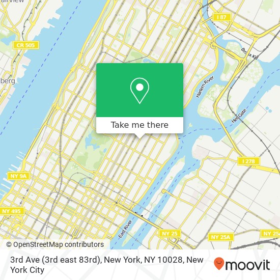 Mapa de 3rd Ave (3rd east 83rd), New York, NY 10028