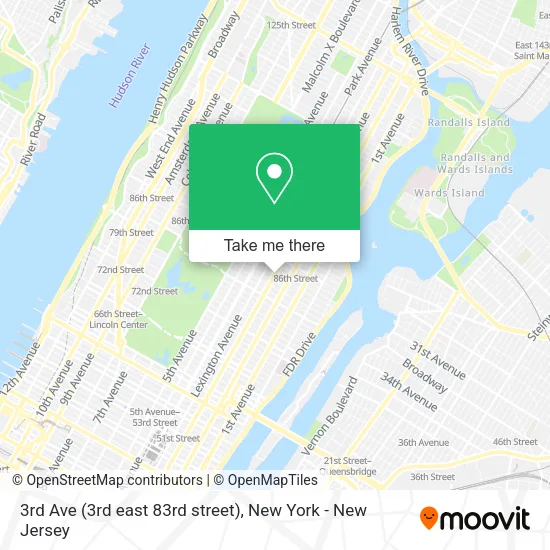 3rd Ave (3rd east 83rd street) map