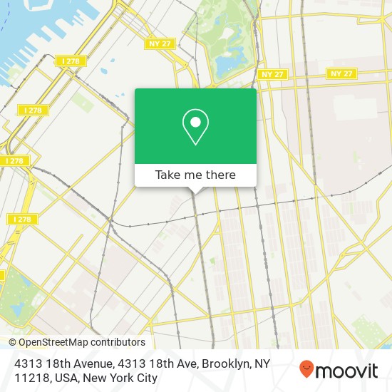 Mapa de 4313 18th Avenue, 4313 18th Ave, Brooklyn, NY 11218, USA