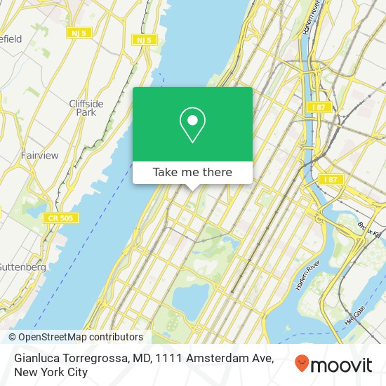 Mapa de Gianluca Torregrossa, MD, 1111 Amsterdam Ave