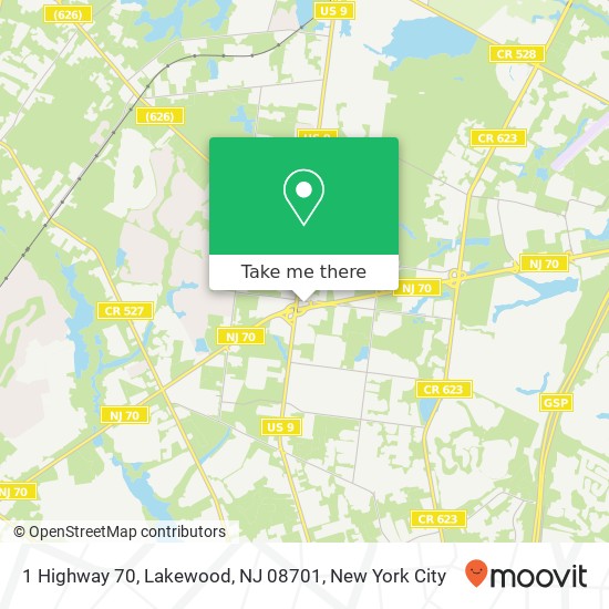 Mapa de 1 Highway 70, Lakewood, NJ 08701