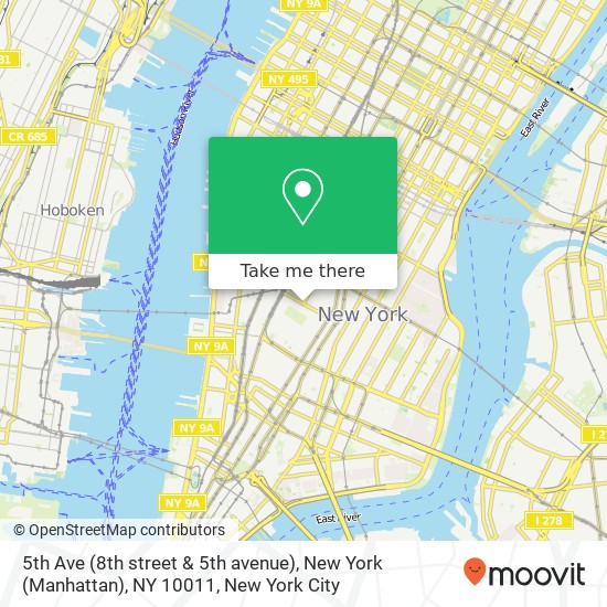 Mapa de 5th Ave (8th street & 5th avenue), New York (Manhattan), NY 10011