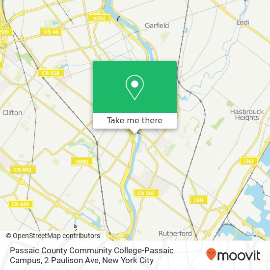 Passaic County Community College-Passaic Campus, 2 Paulison Ave map