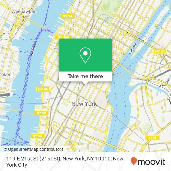 Mapa de 119 E 21st St (21st St), New York, NY 10010