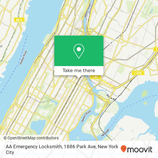 AA Emergency Locksmith, 1886 Park Ave map