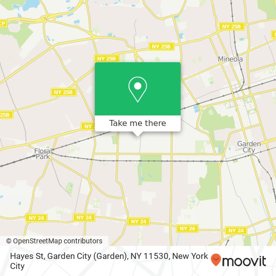 Mapa de Hayes St, Garden City (Garden), NY 11530