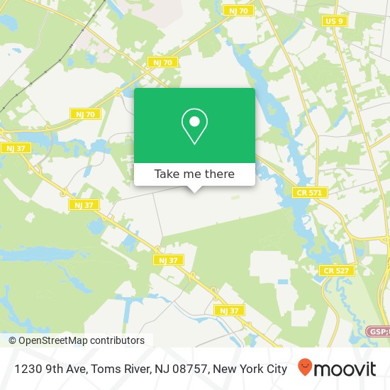 Mapa de 1230 9th Ave, Toms River, NJ 08757