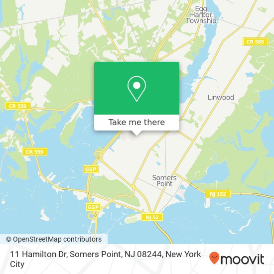 Mapa de 11 Hamilton Dr, Somers Point, NJ 08244
