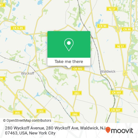 280 Wyckoff Avenue, 280 Wyckoff Ave, Waldwick, NJ 07463, USA map