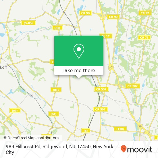 989 Hillcrest Rd, Ridgewood, NJ 07450 map