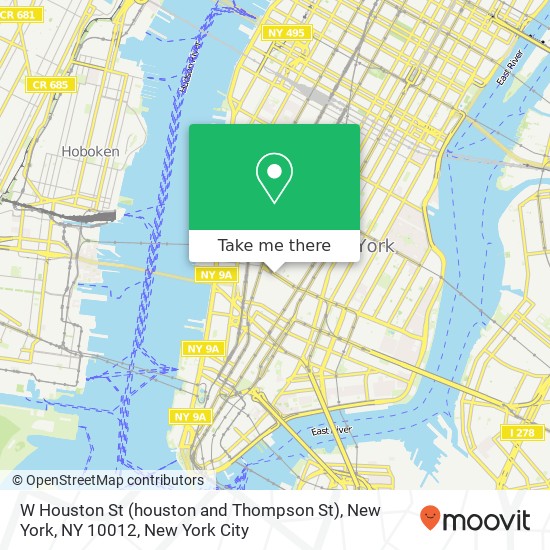 W Houston St (houston and Thompson St), New York, NY 10012 map