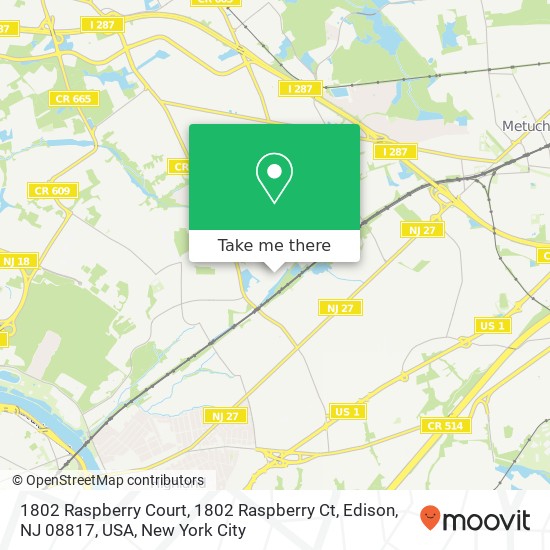 1802 Raspberry Court, 1802 Raspberry Ct, Edison, NJ 08817, USA map