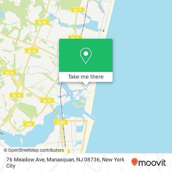 Mapa de 76 Meadow Ave, Manasquan, NJ 08736