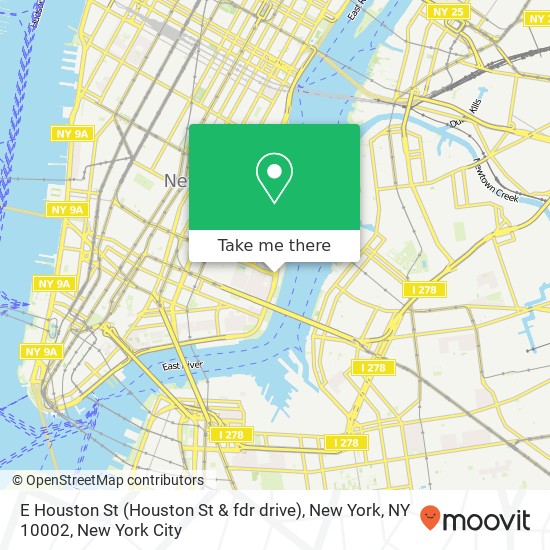 E Houston St (Houston St & fdr drive), New York, NY 10002 map