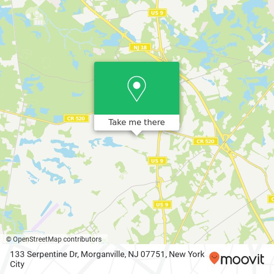 Mapa de 133 Serpentine Dr, Morganville, NJ 07751