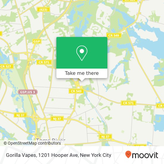 Mapa de Gorilla Vapes, 1201 Hooper Ave