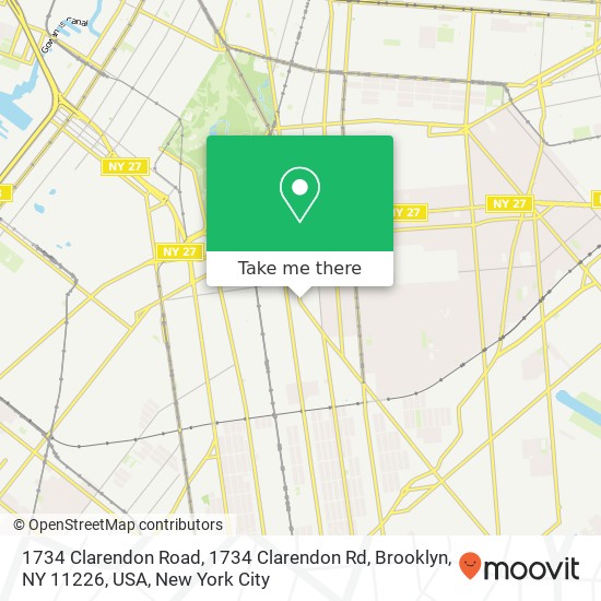 1734 Clarendon Road, 1734 Clarendon Rd, Brooklyn, NY 11226, USA map